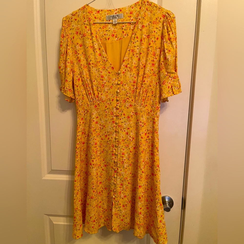 Evernew Dress, Australian brand, yellow floral, size 6